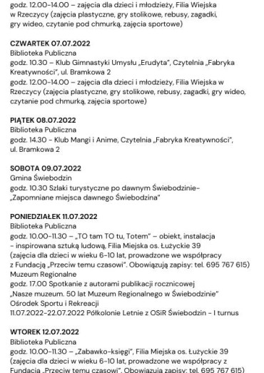 Kalendarz lipiec 2022 - Gmina Świebodzin