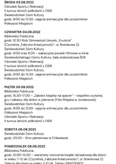 Kalendarz sierpień 2022 - Gmina Świebodzin